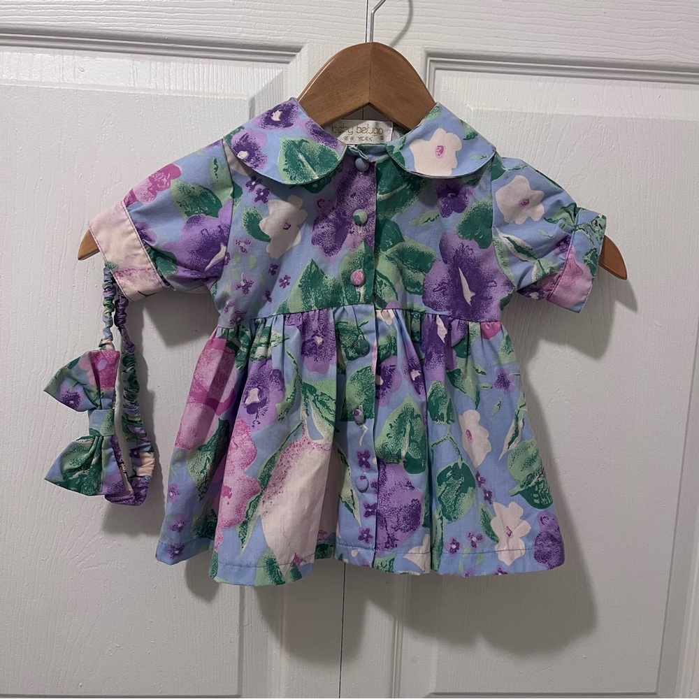 Vintage Floral Kids Dress and headband- Purple and Green by Baby Beluga! NWOT